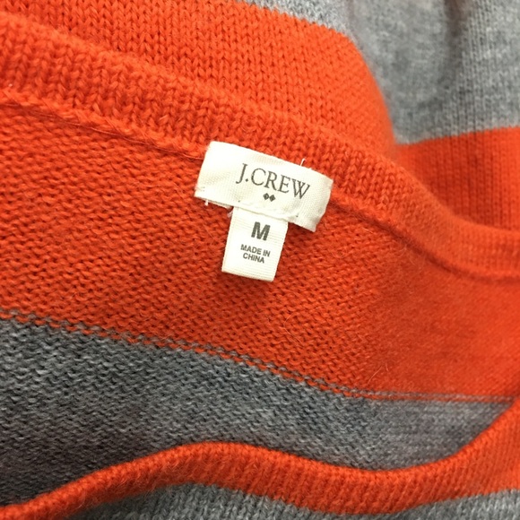 J. CREW Wool Alpaca Blend Gray Orange Striped Boatneck Sweater - Women’s Medium - Picture 9 of 11